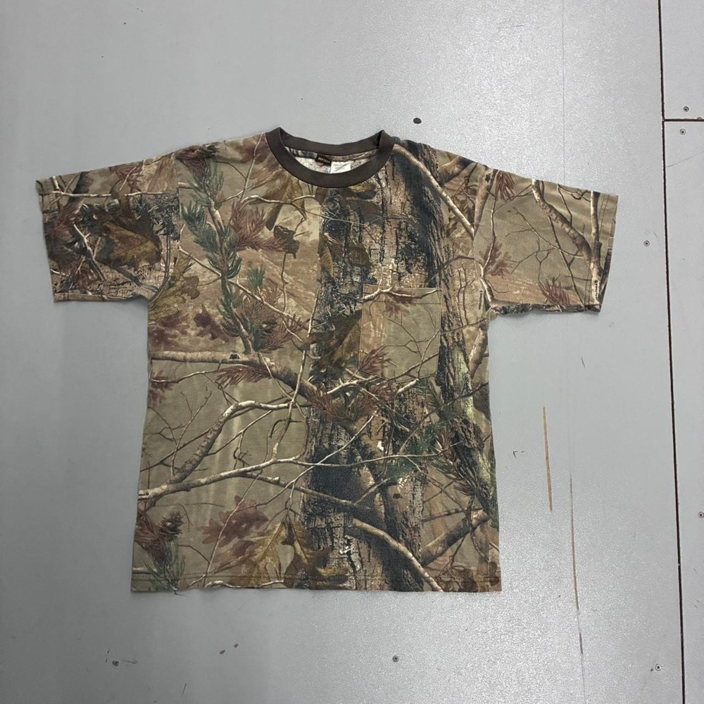 Ranger Mens Camo Short Sleeve Pocket T-Shirt Woodland Camouflage Brown Large